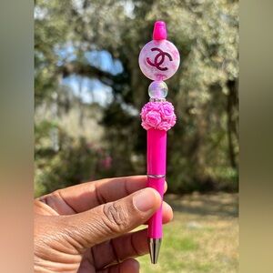 Custom made Pink Beaded Pen with flower bead
